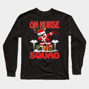 Christmas On Nurse Squad Reindeer Pajama Dabing Santa Long Sleeve T-Shirt